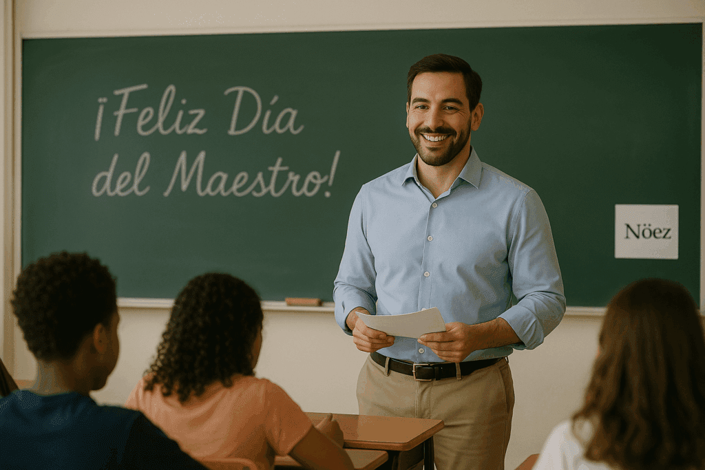 Maestro dando clases festejando su día